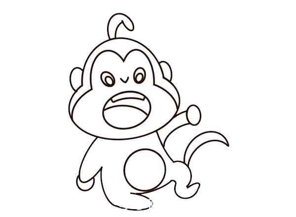 可爱卡通猴子简笔画彩色画法步骤图片