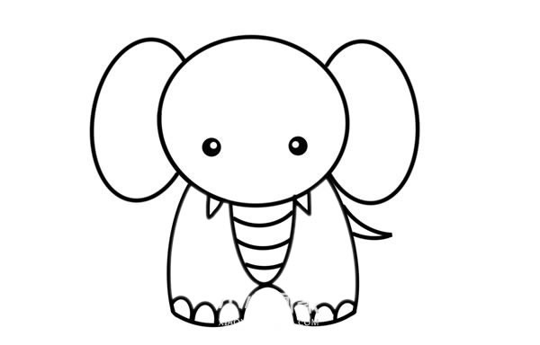 可爱大象简笔画画法步骤图片