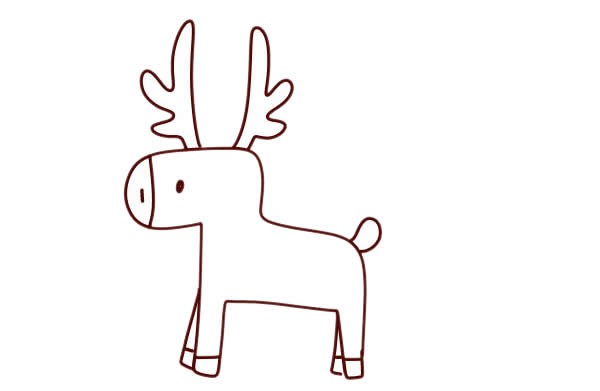 麋鹿车送圣诞礼物简笔画画法步骤图片