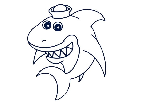 卡通鲨鱼如何画_卡通鲨鱼简笔画画法步骤图片