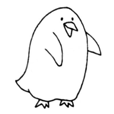 【企鹅简笔画图片】呆呆的企鹅简笔画的画法步骤教程