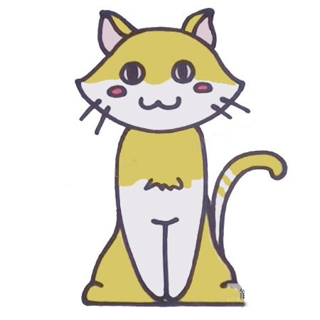 【猫咪简笔画彩色】儿童学画猫咪简笔画的画法步骤教程