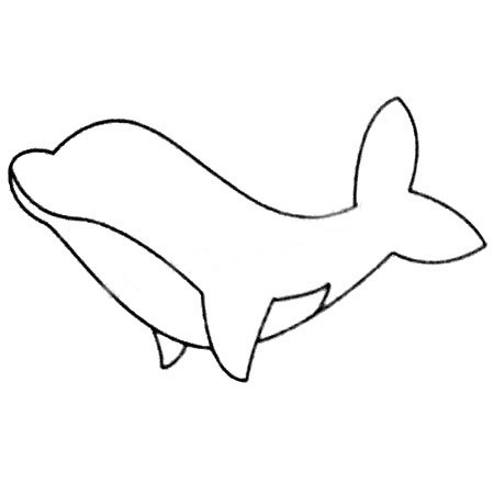 【海豚简笔画图片大全】幼儿学画海豚简笔画的画法步骤教程