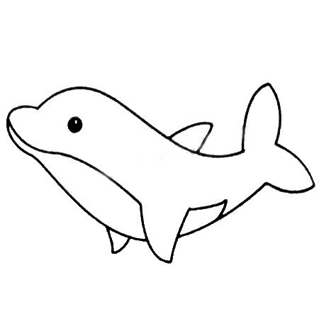 【海豚简笔画图片大全】幼儿学画海豚简笔画的画法步骤教程
