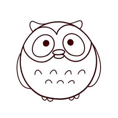 【猫头鹰简笔画七步画出】可爱的猫头鹰简笔画的画法步骤教程