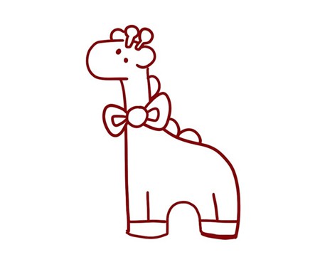 【长颈鹿简笔画彩色图片】儿童学画长颈鹿简笔画步骤教程
