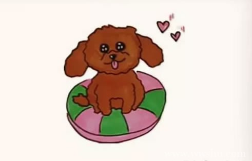 【如何画泰迪狗简笔画】儿童学画一只泰迪狗的画法步骤教程