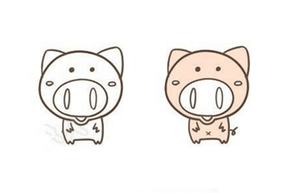 【可爱小猪的简笔画】可爱小猪的简笔画画法步骤教程
