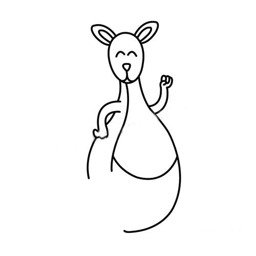 袋鼠简笔画彩色图片 袋鼠简笔画的画法步骤教程