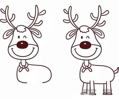 卡通麋鹿简笔画-圣诞麋鹿简笔画的画法步骤教程