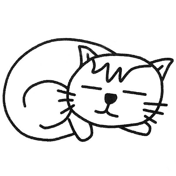 小猫简笔画图片大全 幼儿学画可爱的小懒猫简笔画大全