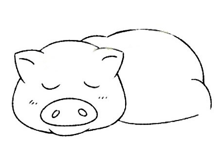 睡懒觉的小猪简笔画画法步骤教程