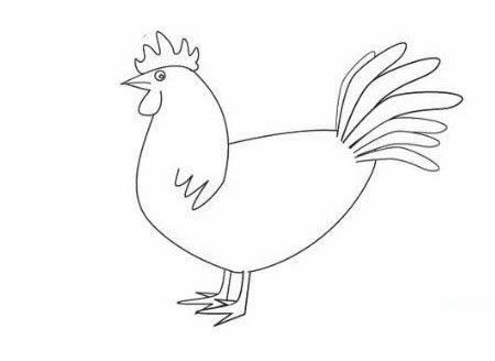 大公鸡的画法图片 幼儿学画简单的大公鸡简笔画画法步骤教程