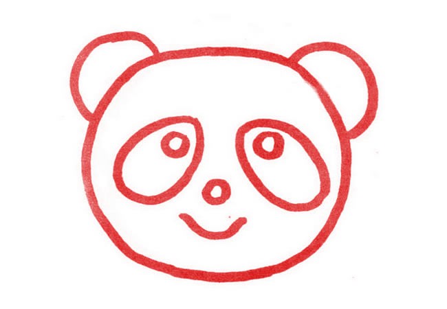 熊猫头像简笔画步骤图解教程_熊猫简笔画的画法