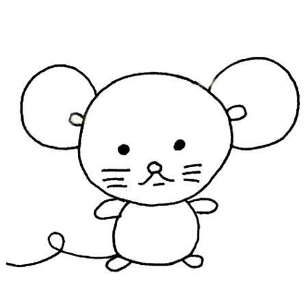 【简笔画老鼠的画法】五步画出可爱的小老鼠简笔画画法步骤图片