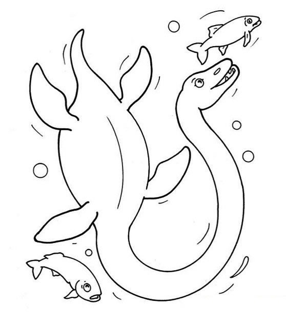 蛇颈龙简笔画 - 水中的恐龙蛇颈龙简笔画图片