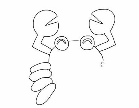 螃蟹简笔画 - 卡通开心的螃蟹简笔画画法步骤教程图片