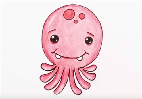 小章鱼简笔画步骤教程 如何画一只可爱的小章鱼简笔画