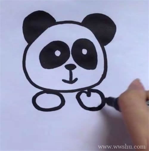 七步画出熊猫简笔画步骤图解 - 熊猫简笔画步骤