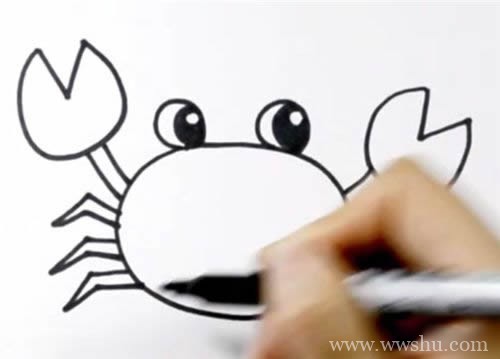怎样画螃蟹简笔画 简笔画螃蟹的画法步骤图片