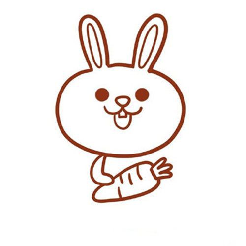 可爱的卡通兔子简笔画图片 拿胡萝卜小兔子简笔画步骤图片