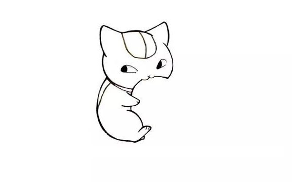 【小猫吃鱼简笔画】小猫吃鱼的简笔画步骤图解教程