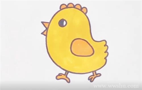 【可爱的小黄鸡简笔画】简笔画小黄鸡的画法步骤图解