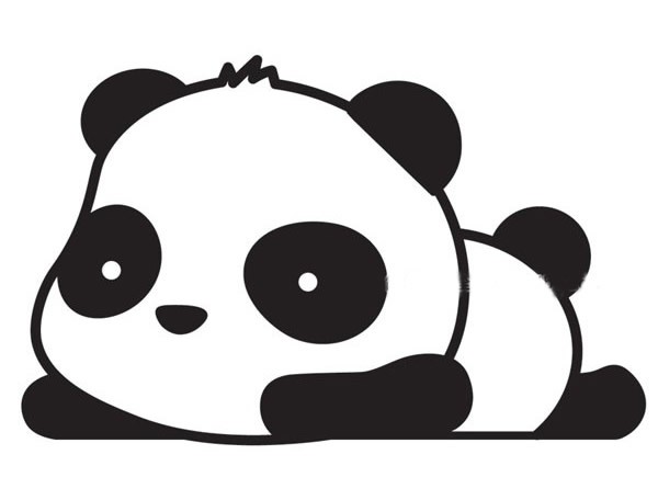 【大熊猫简笔画】趴着的可爱大熊猫简笔画步骤图解