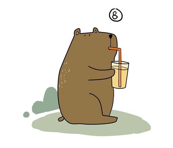 【可爱的小熊简笔画】喝饮料的小熊简笔画图解教程