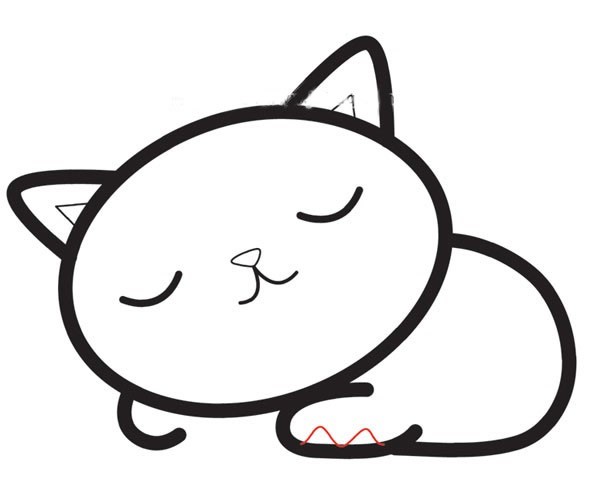 【小猫简笔画教程】熟睡的小猫咪简笔画步骤图片大全