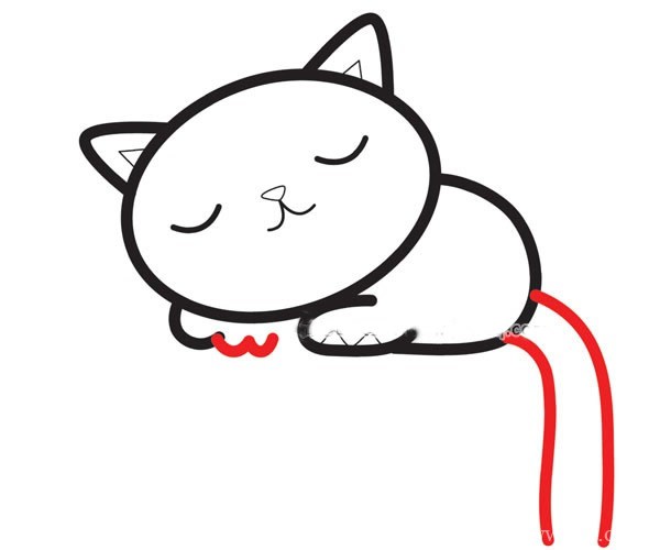 【小猫简笔画教程】熟睡的小猫咪简笔画步骤图片大全