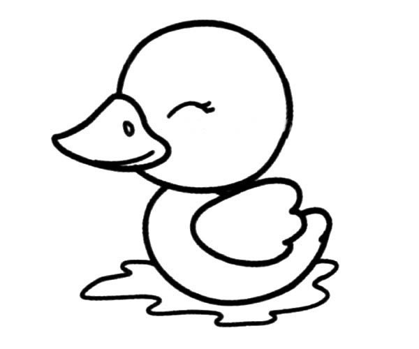 小鸭子游泳简笔画图片