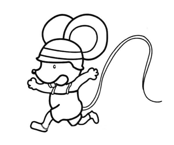 带着帽子的可爱小老鼠简笔画_卡通老鼠的简单画法