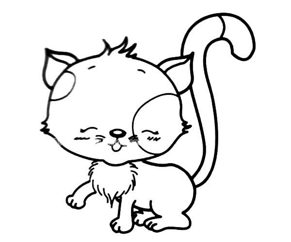 开心漂亮的小猫简笔画图片_小猫咪的简单画法