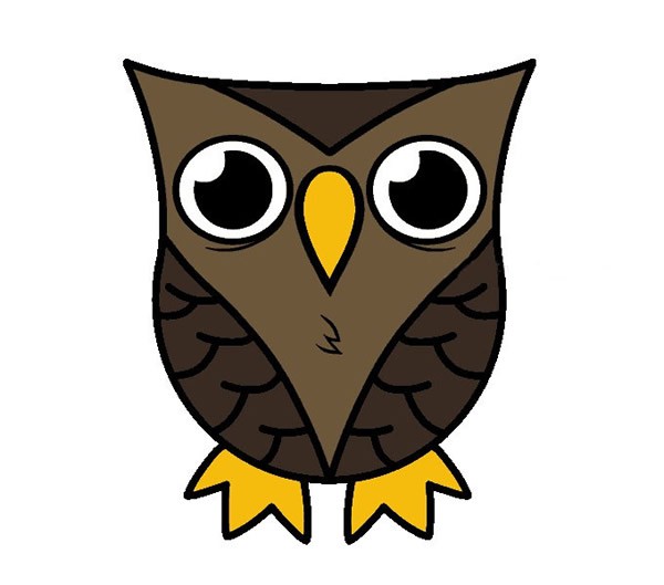 彩色的猫头鹰简笔画步骤图解教程_猫头鹰的简单画法