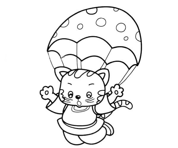 小猫跳伞的简笔画图片_小猫跳伞如何画