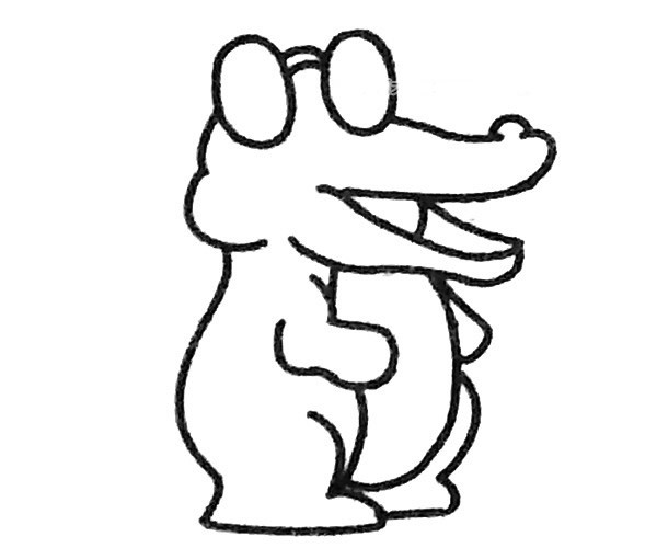 卡通鳄鱼简笔画步骤图解教程_卡通鳄鱼的简单画法