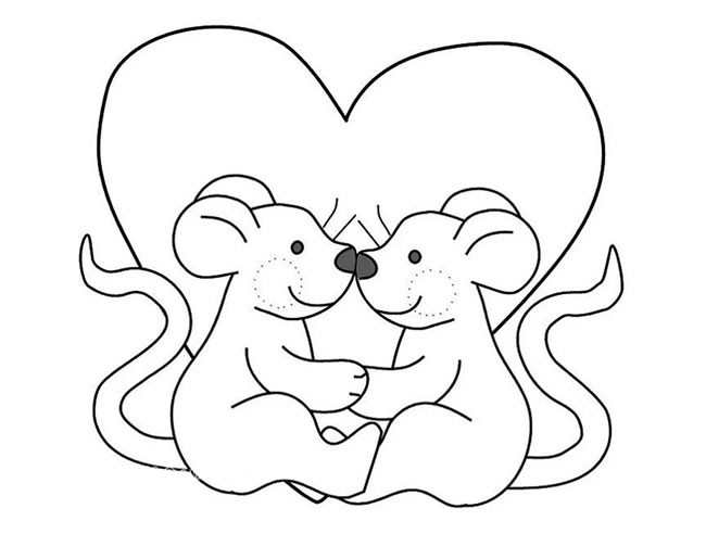 两只卡通老鼠过情人节的简笔画图片 老鼠的简单画法