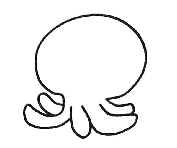 四步画出卡通章鱼简笔画步骤图解 卡通章鱼的简单画法