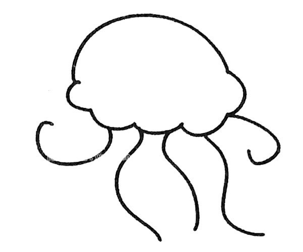 四步画出水母简笔画步骤图解 卡通水母的简单画法
