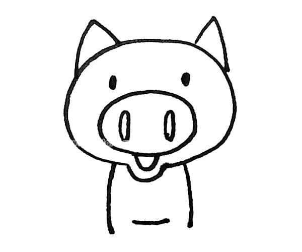 儿童学画可爱的小猪简笔画步骤图解教程