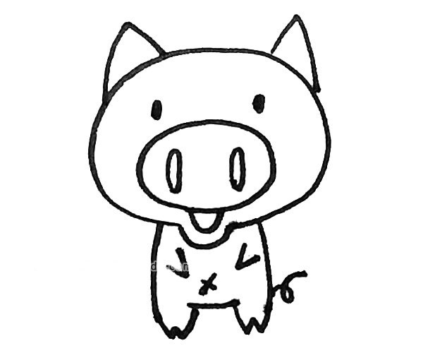 儿童学画可爱的小猪简笔画步骤图解教程