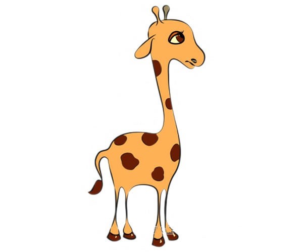 可爱的长颈鹿简笔画彩色图片