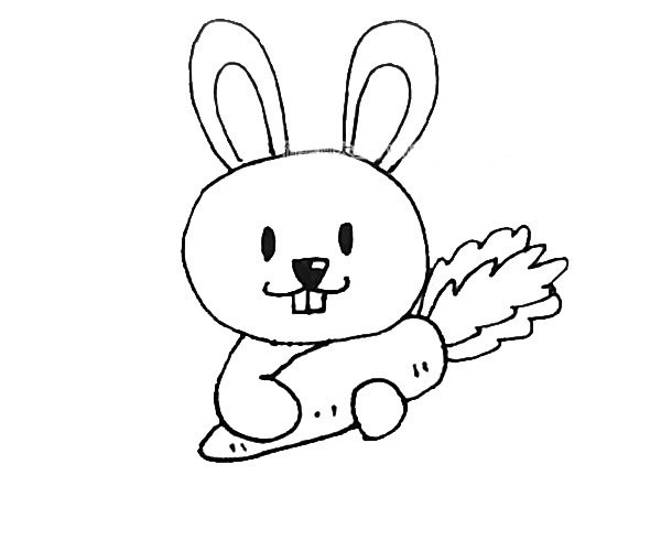 儿童学画爱胡萝卜的小兔子简笔画步骤教程 小兔子的简单画法