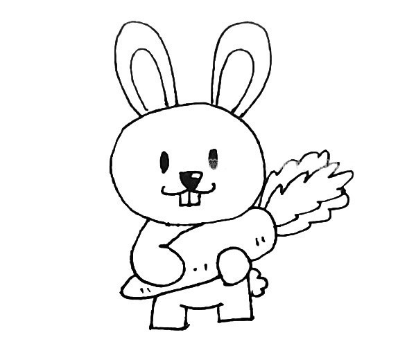 儿童学画爱胡萝卜的小兔子简笔画步骤教程 小兔子的简单画法