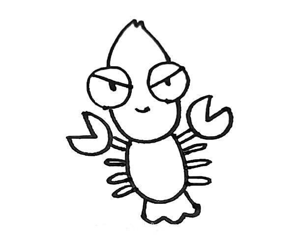 儿童学画卡通龙虾简笔画步骤教程 卡通龙虾的简单画法