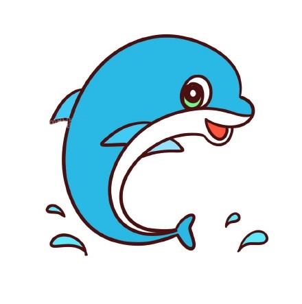 儿童学画可爱的海豚简笔画步骤教程 带颜色的海豚画法
