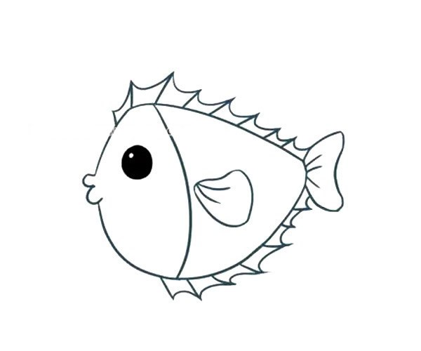 儿童学画卡通小海鱼简笔画画法图解教程