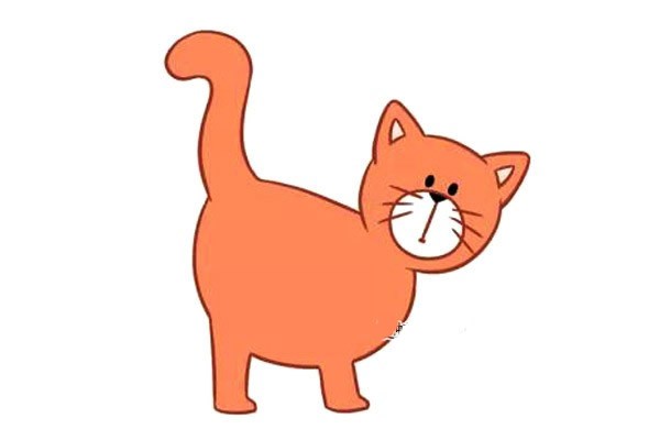 五款可爱的小猫简笔画彩色图片