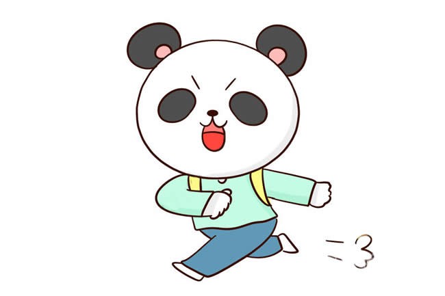 【卡通熊猫简笔画】去上学的熊猫宝宝简笔画步骤图解教程